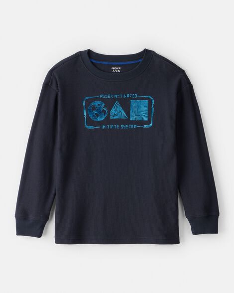 boys space long-sleeve graphic tee - navy