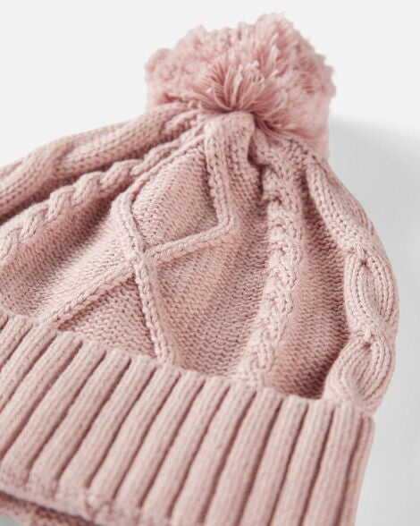  Product image 2 of Baby Organic Cotton Cable Knit Beanie in Perfect Pink