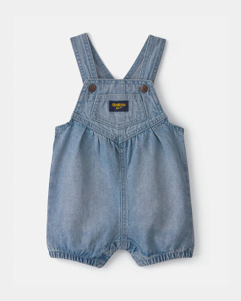 Baby Girl Vintage Inspired Denim Shortall - Medium Wash