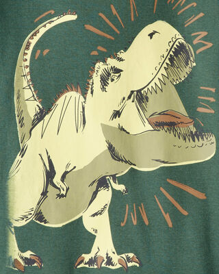 Product image 2 of Boys Dinosaur Print 100% Cotton Long-Sleeve 4-Piece Pajamas - Green