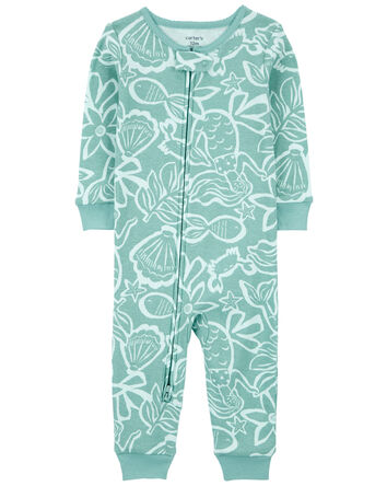Baby 1-Piece Ocean Print 100% Snug Fit Cotton Footless Pajamas