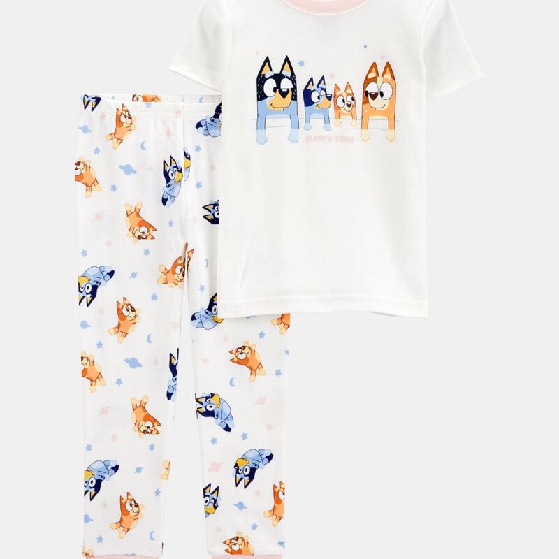 Toddler Girl Bluey™ Snug Fit Cotton 2-Piece Pajamas - White