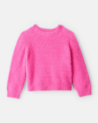 Toddler Girl Floral Fairisle Sweater - Pink/White