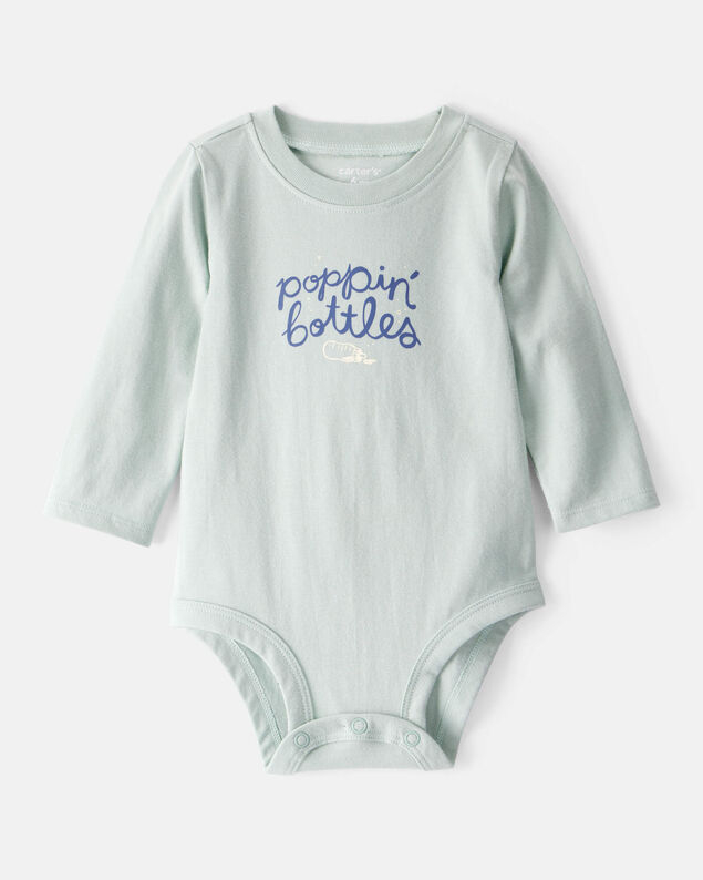 Product image 1 of Baby Cotton Long-Sleeve Graphic Bodysuit - Blue