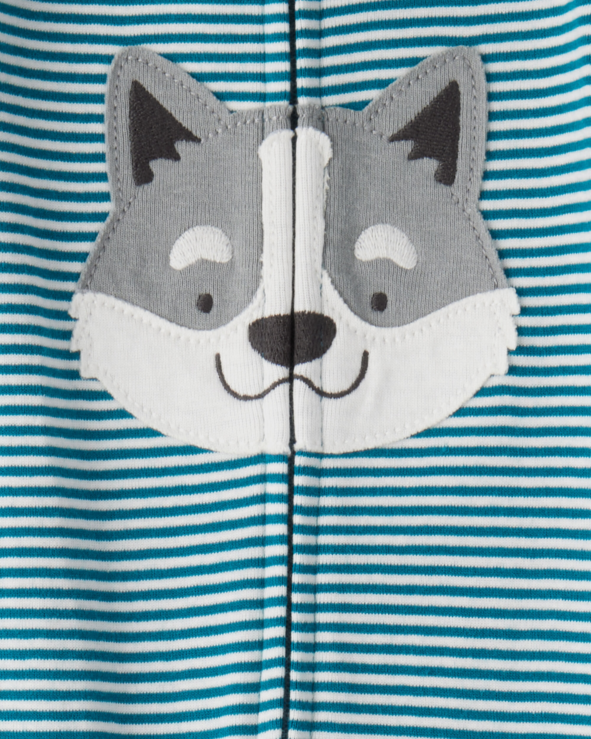Baby Boy Dog Striped 100% Cotton Snug Fit 2-Way Zip Footie 1-Piece Pajamas - Blue