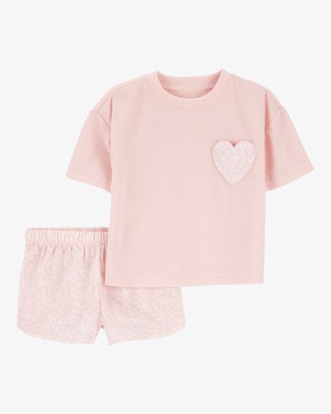 Product image 1 of Toddler Girl 2-Piece Heart Loose Fit Pajamas