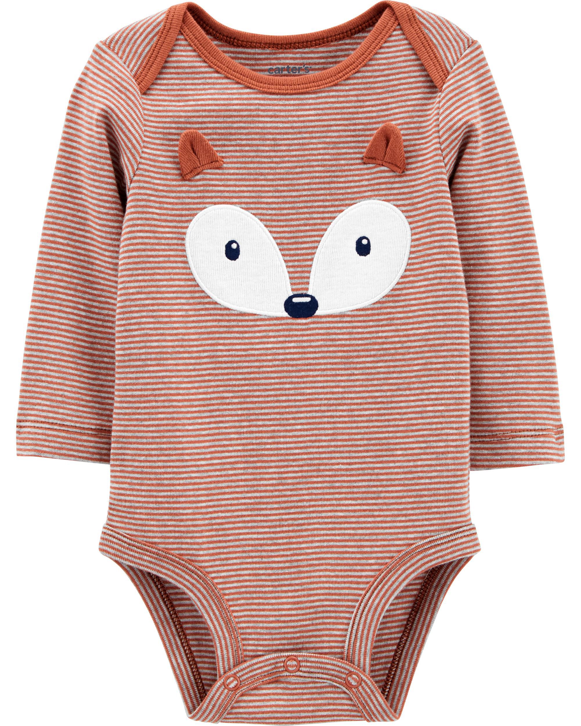 Baby Brown Fox Long-Sleeve Bodysuit