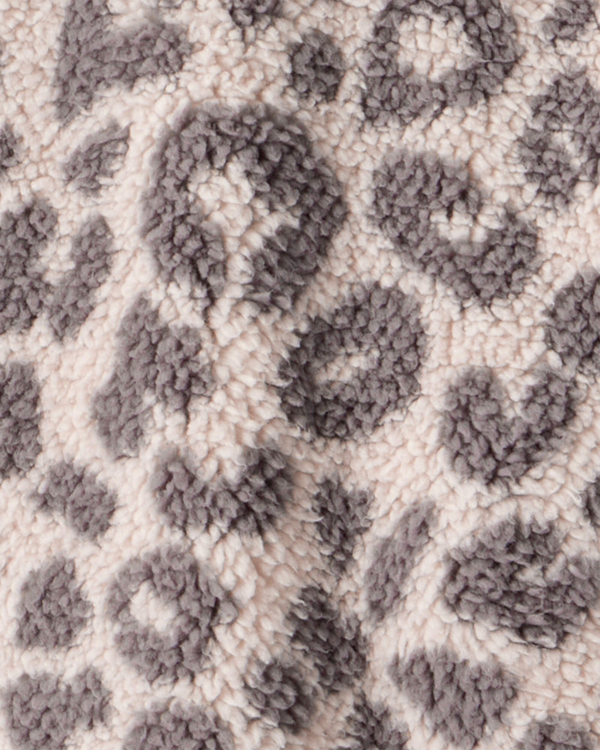 Girls Leopard Print Long-Sleeve Sherpa Jacket - Brown