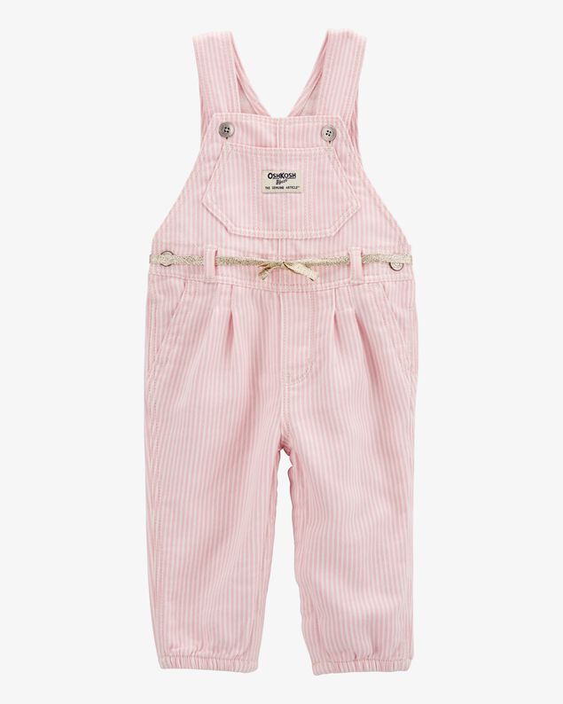 Product image 1 of Baby Knit Denim Hickory Stripe Overalls - Pink