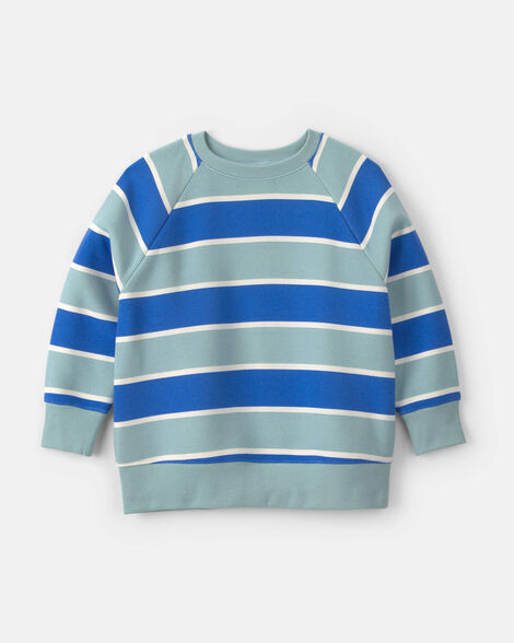 boys striped fleece pullover sweatshirt - blue