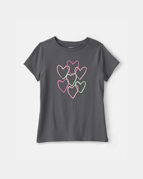 girls heart graphic tee - grey