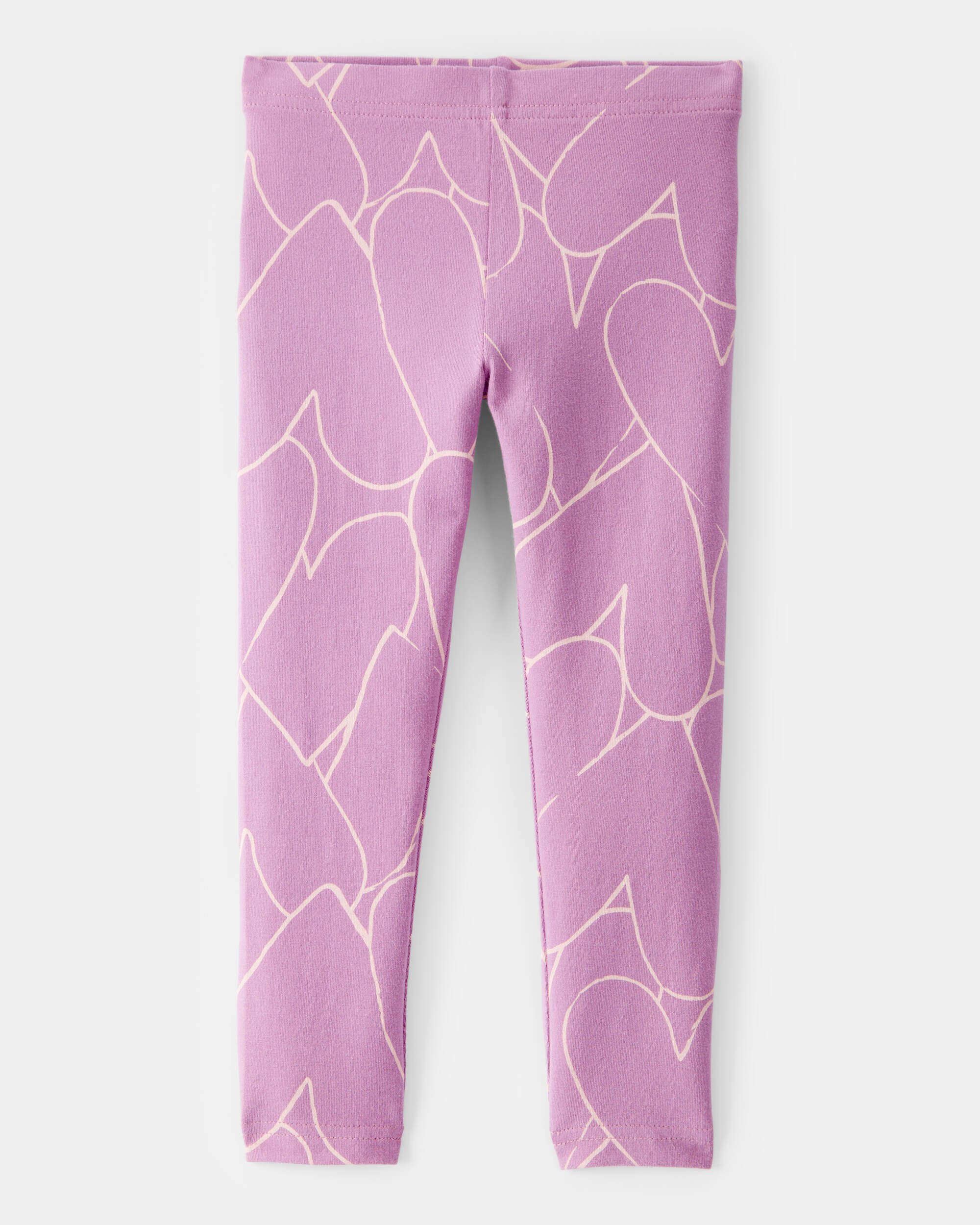 Toddler Girl Cotton Heart Stretch Leggings - Purple