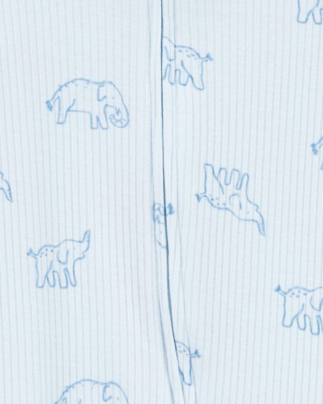Product image 2 of Baby Elephant Print 2-Way Zip Sleep & Play Pajamas - Blue