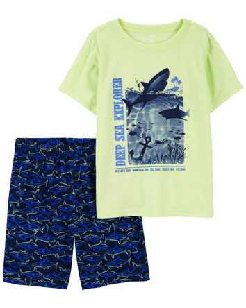 Kid 2-Piece Shark Loose Fit Pajama Set
