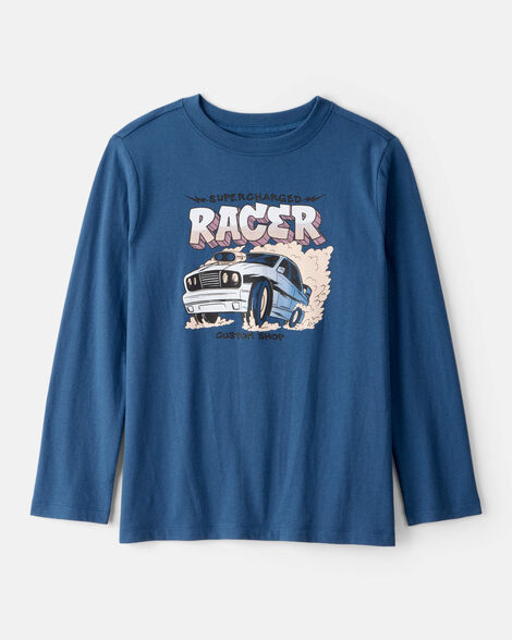 Boys Race Car Long-Sleeve Graphic Tee - Blue