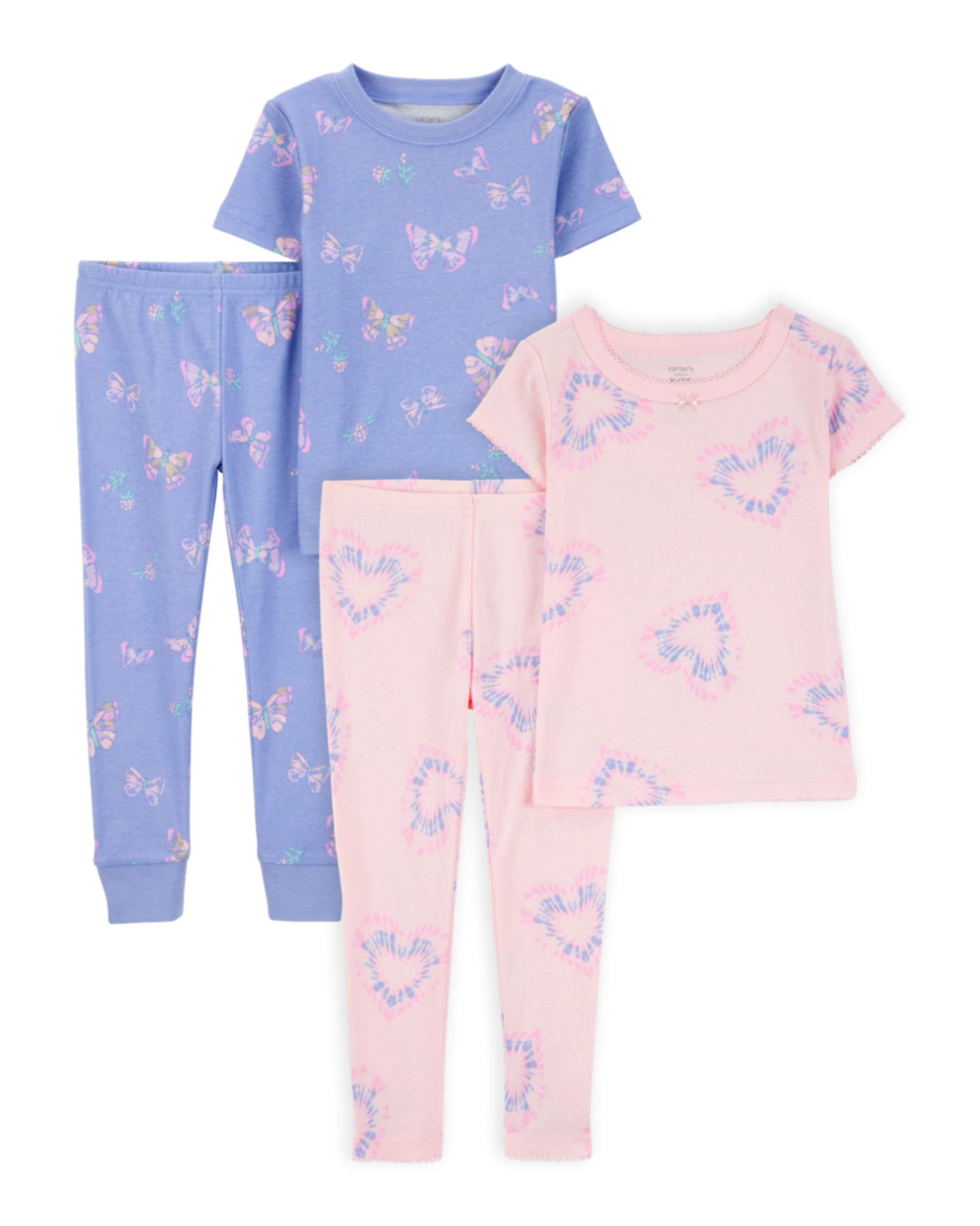 Toddler 4-Piece Snug Fit 100% Cotton Pajamas - Pink/Blue