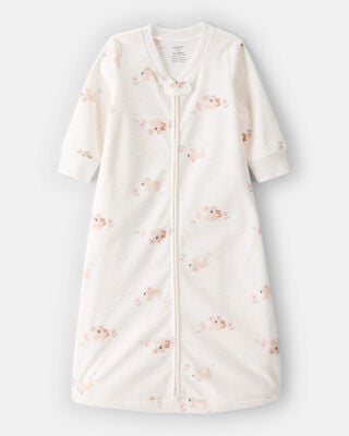 Baby Giraffe Print Long-Sleeve Wearable Blanket - White