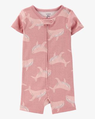 Product image 1 of Baby Whale Print Snug Fit Cotton 1-Piece Pajamas - Pink