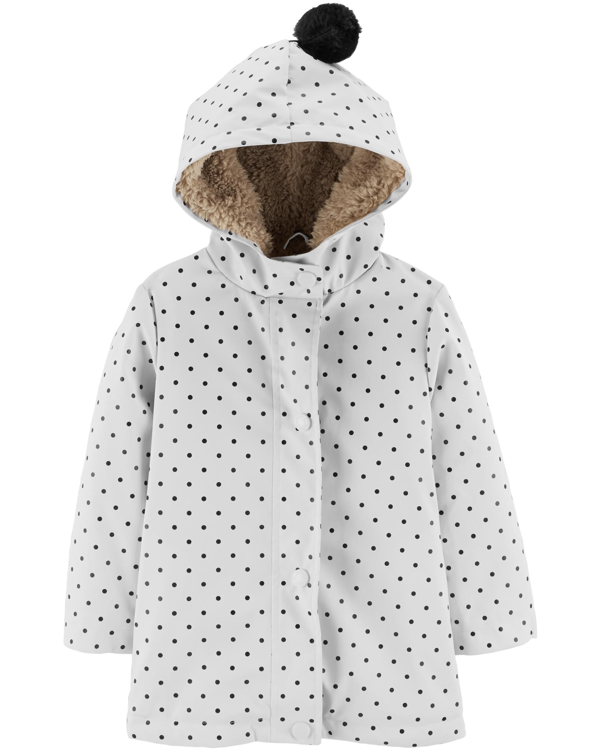 Polka Dot SherpaLined Rain Jacket