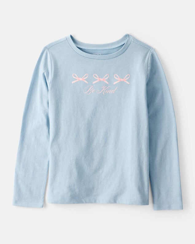 Product image 1 of Girls Bow Long-Sleeve Graphic Tee - Blue