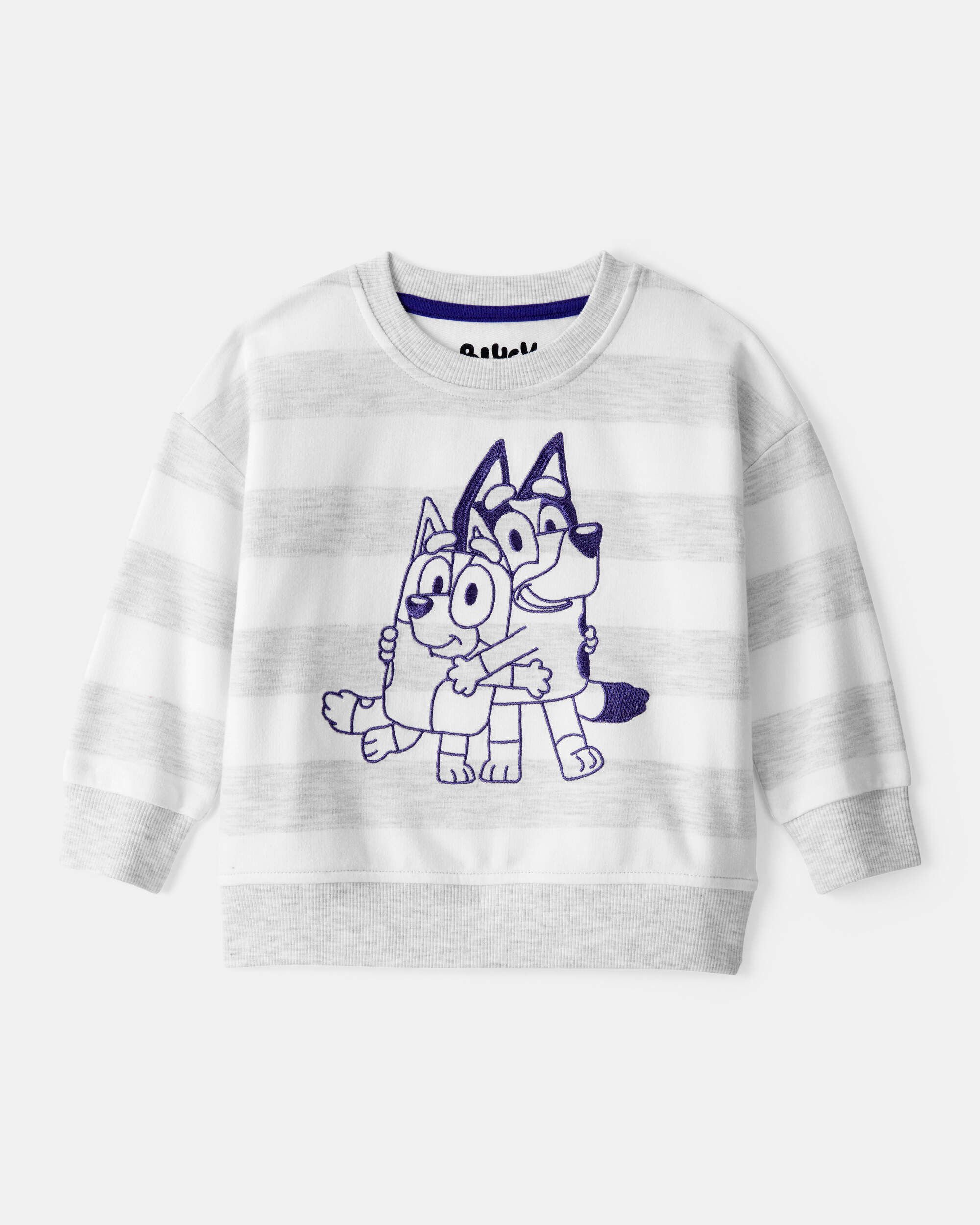 Baby Boy Bluey Striped French Terry Pullover - Grey