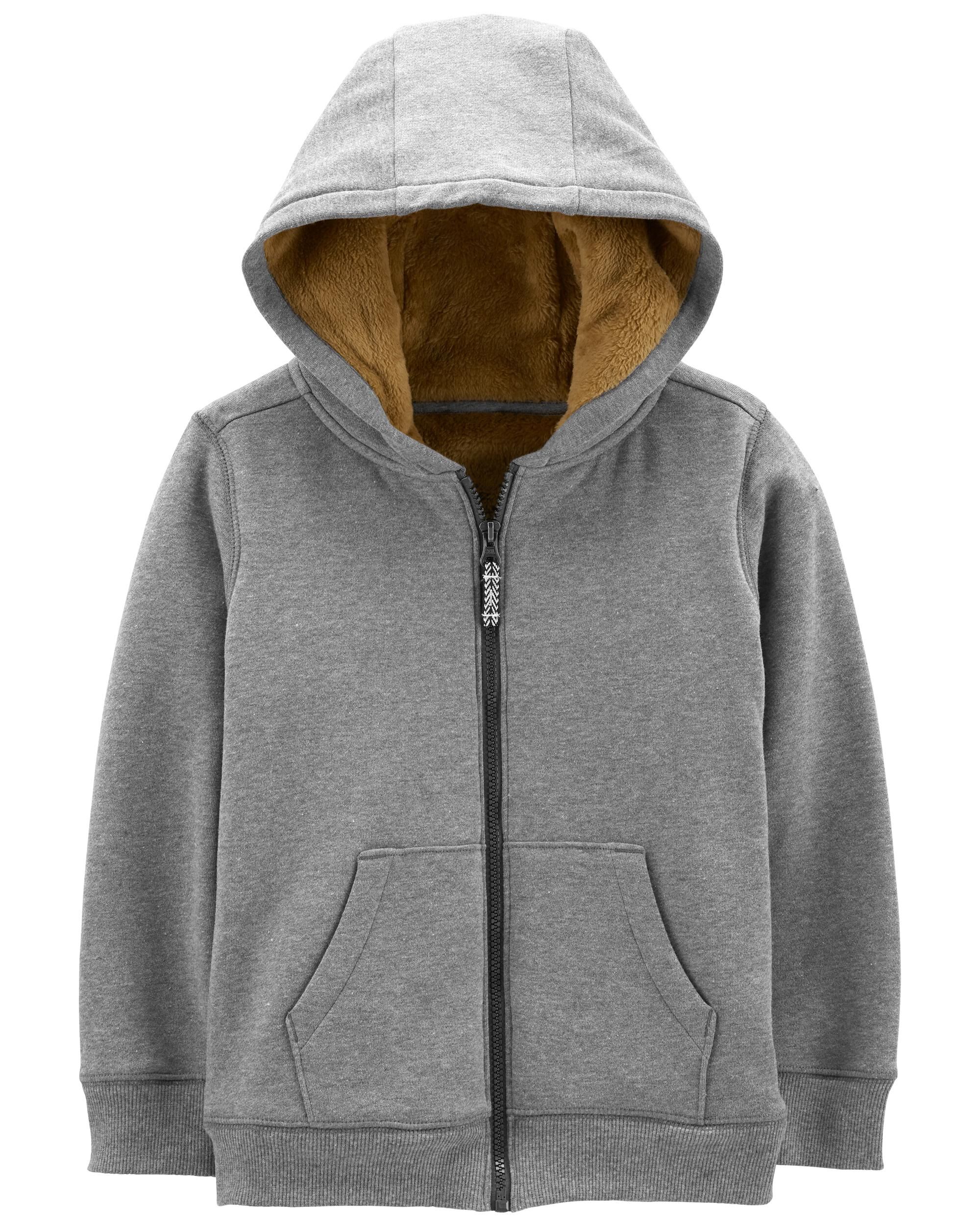 Grey Fuzzy-Lined Hoodie | carters.com