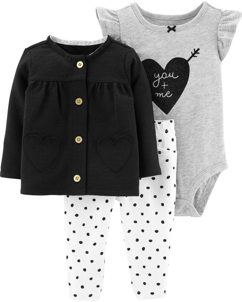 3 Piece Heart Cardigan Set Carters Com