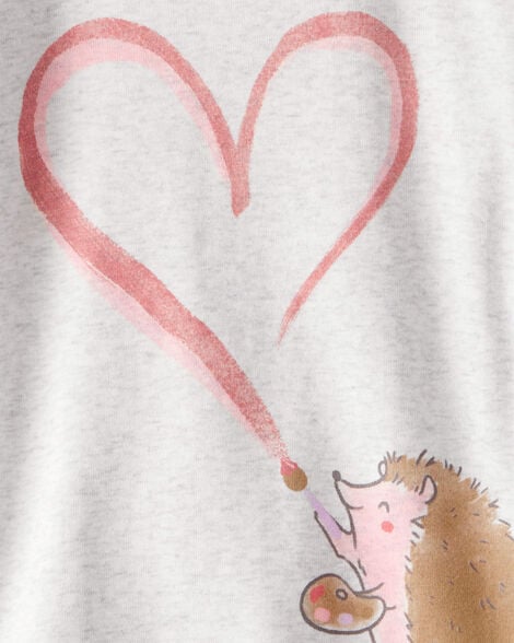  Product image 2 of Toddler Girl Hedgehog Print Cotton Long-Sleeve 4-Piece Pajamas - Pink/Orange