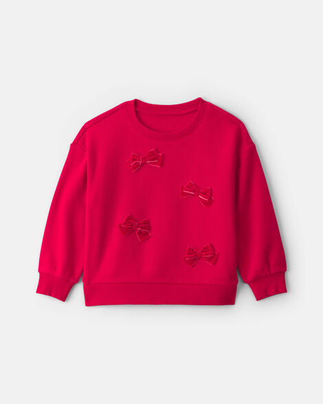 toddler girl bow pullover sweatshirt - red