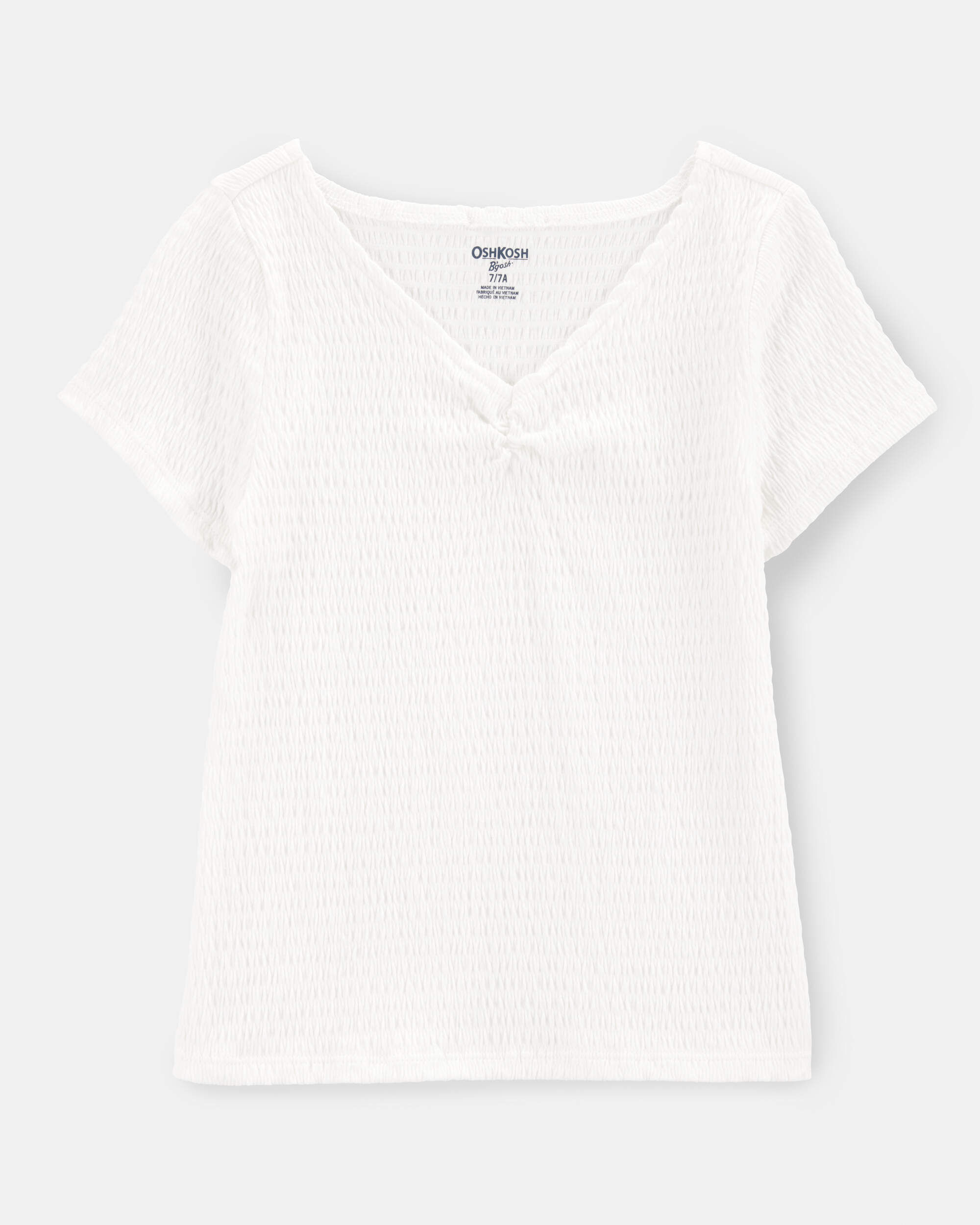 Kid Short-Sleeve Crinkle Top - White