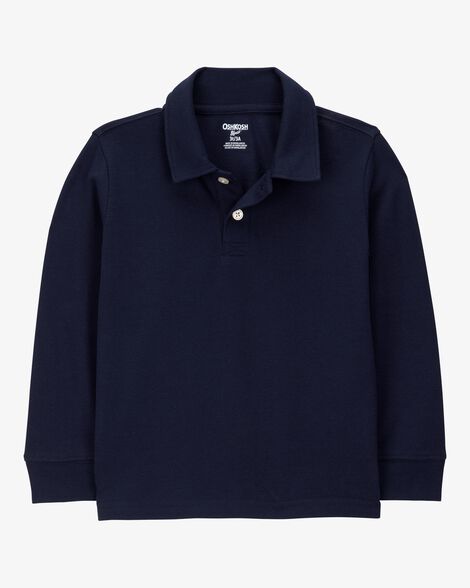 Product image 1 of Toddler Pique Long-Sleeve Polo Shirt - Navy