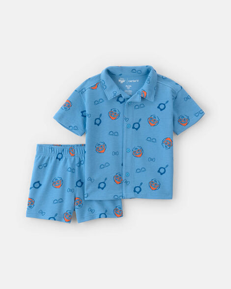 toddler boy 2-piece blippi short-sleeve top & short set - blue