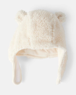 Product image 2 of Baby Girl Sherpa Winter Hat & Mittens Set - White