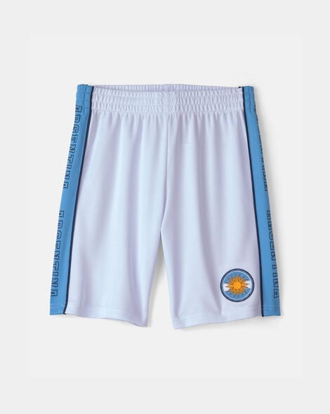 kids umbro argentina mesh soccer shorts - light blue/white