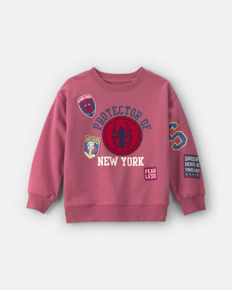 kids ©marvel spider-man french terry pullover sweatshirt - pink