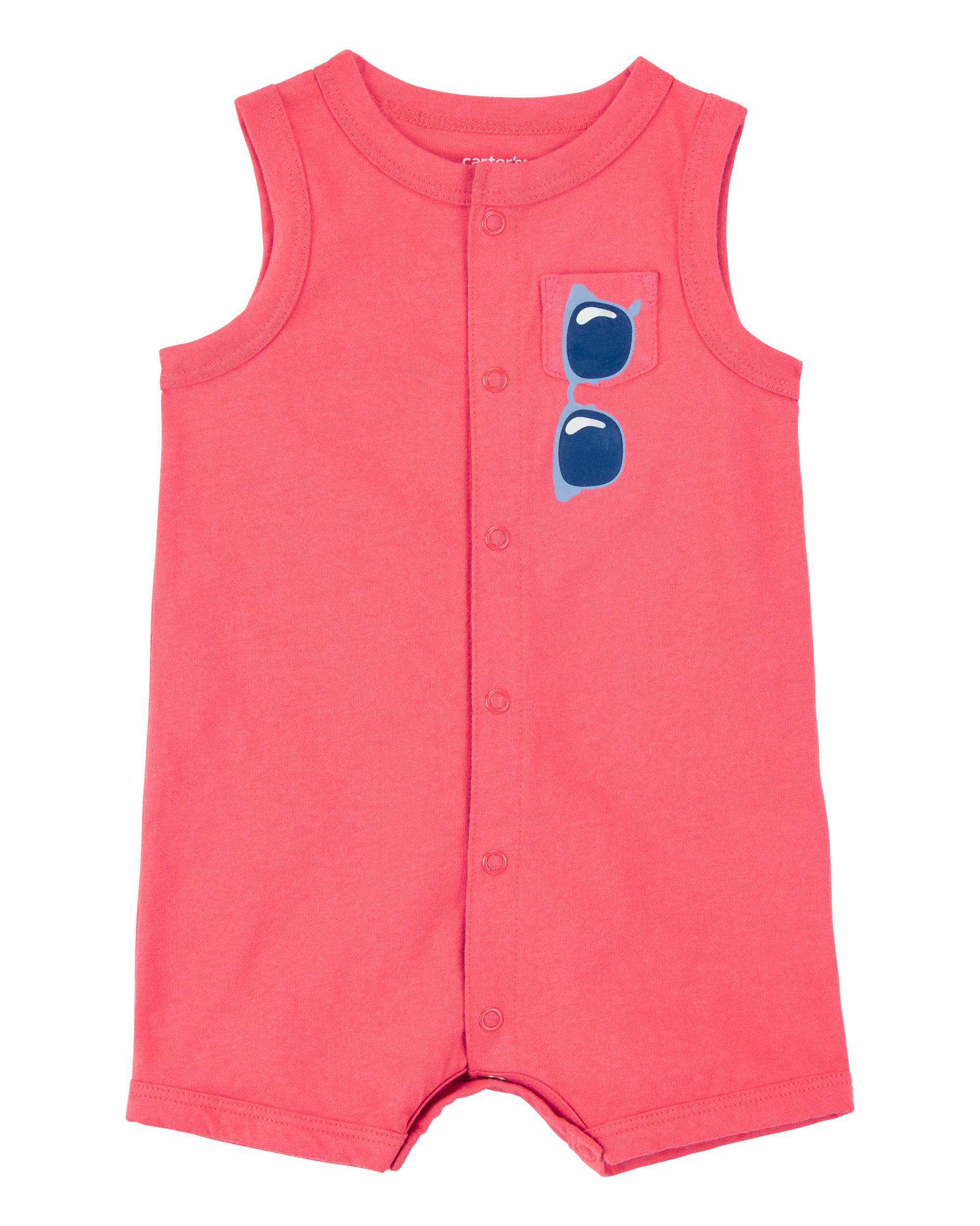 Baby Boy Sunglasses Snap-Up Romper - Coral