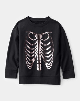 Product image 1 of Kid Metallic Skeleton Long-Sleeve Graphic Tee - Black