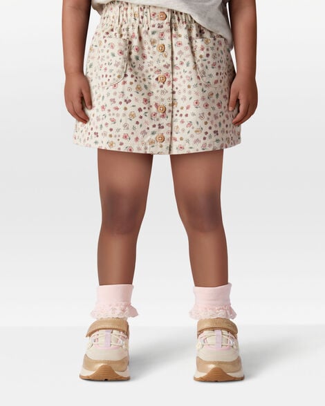 Toddler Girl Floral Print Cotton Skirt - White
