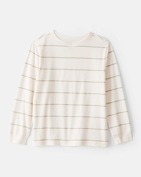 boys striped long-sleeve tee - ivory