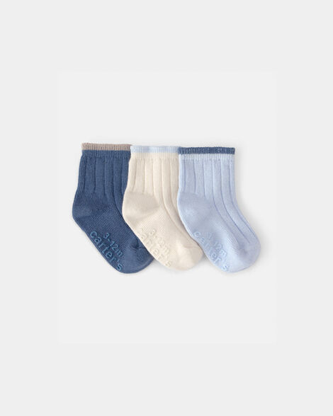 baby 3-pack ankle socks - blue/ivory