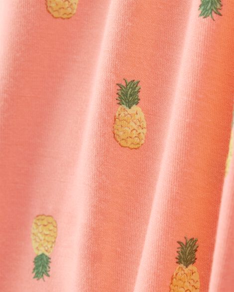  Product image 5 of Baby Pineapple Print 2-Way Zip PurelySoft Convertible Foot Sleep & Play Pajamas - Coral