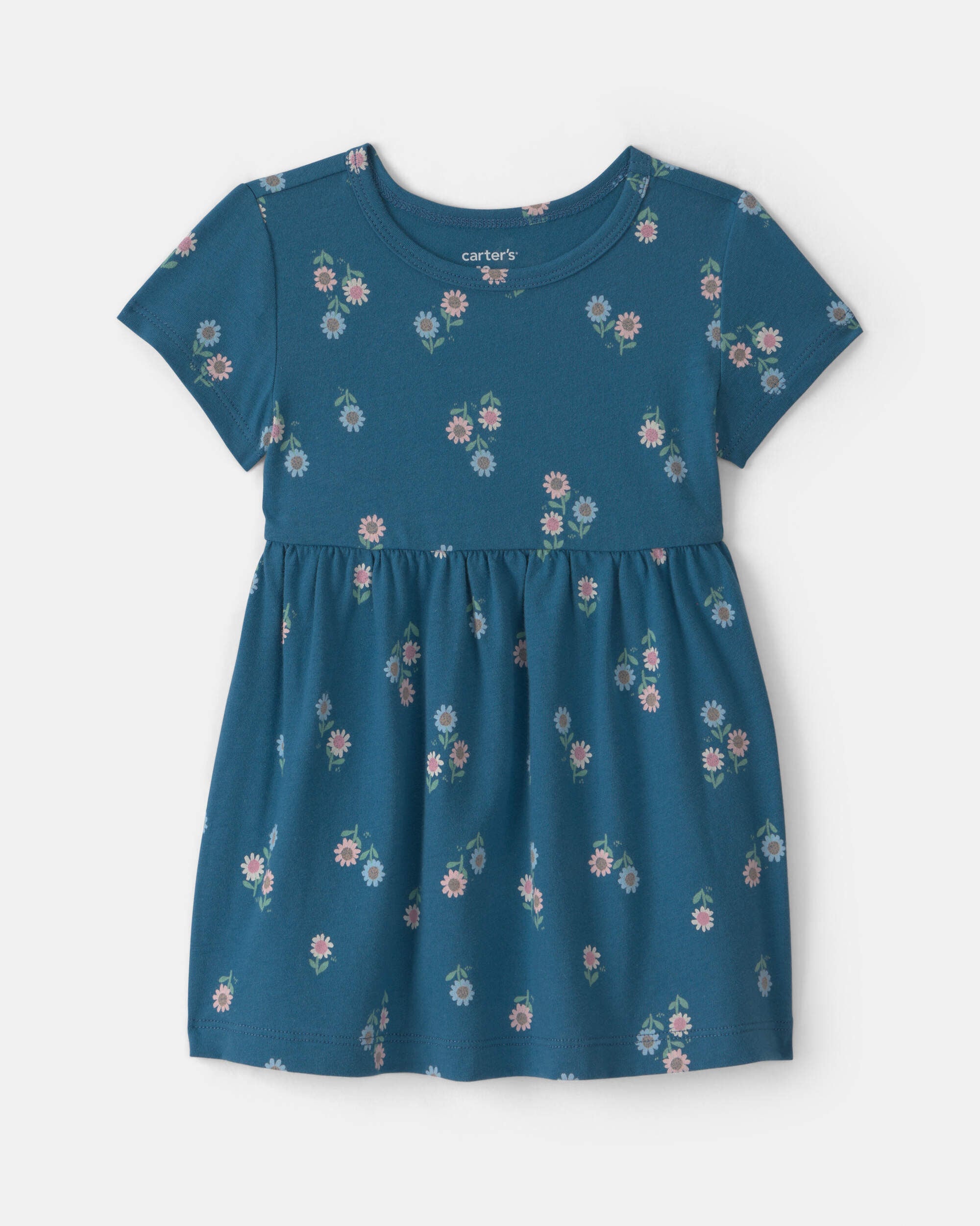 Carter's baby girl floral short-sleeve dress 12M Blue