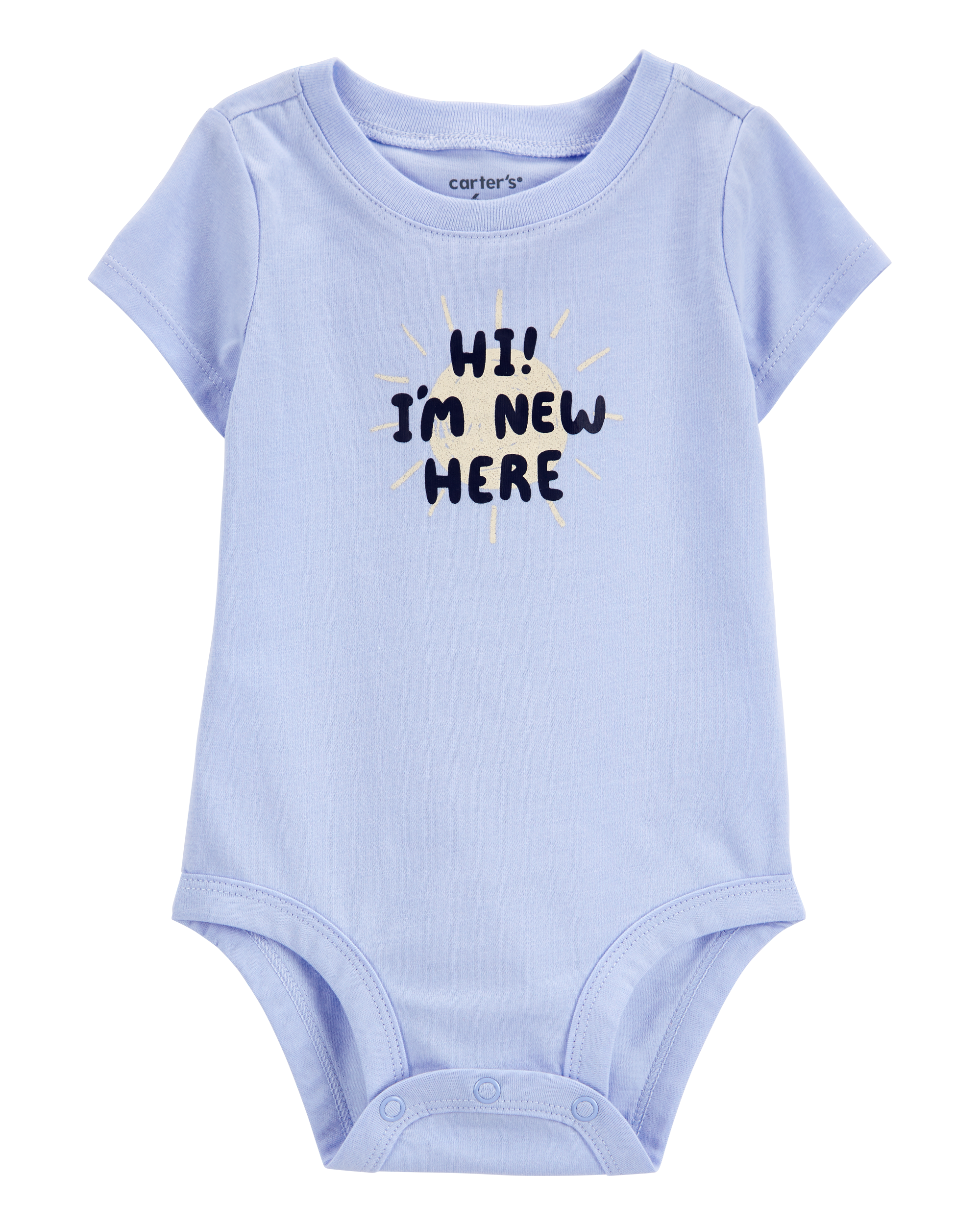 Baby "I'm New Here" Short-Sleeve Bodysuit - Blue