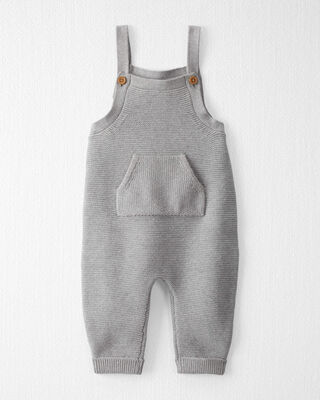 Product image 1 of Baby Organic Cotton Sweater Knit Overalls in Heather Grey