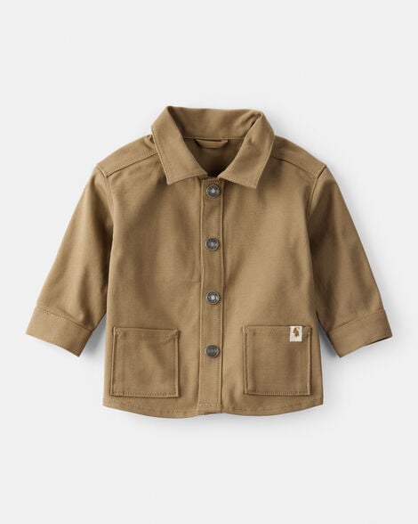 baby boy canvas long-sleeve fashion jacket - brown