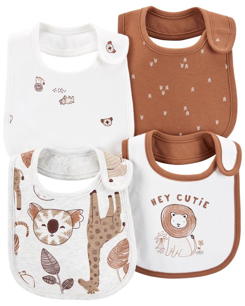Brown/White Baby 4-Pack Bibs | carters.com