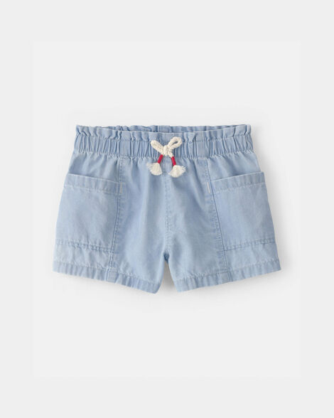 baby girl chambray shorts - blue