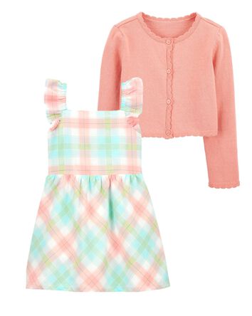 Toddler 2-Piece Flutter Dress & Button-Front Cardigan Set