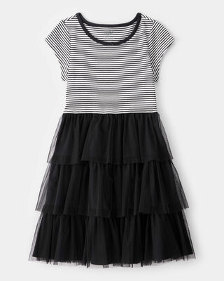 Product image 1 of Kid Halloween Striped Tiered Tulle Dress - Black