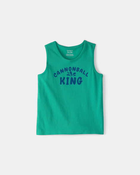 toddler 'cannonball king' graphic tank - green